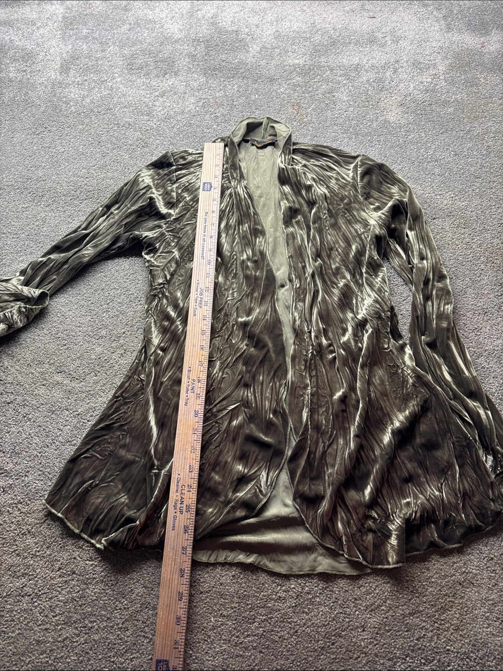 Velvet Open Front Cardigan witchy bell sleeve gothic whimsy green small 2